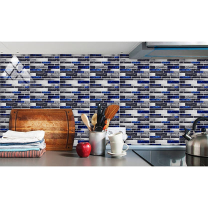 Wall Art 10Pcs Self-Adhesive Imitation Marbling Tile Stickers-Blue