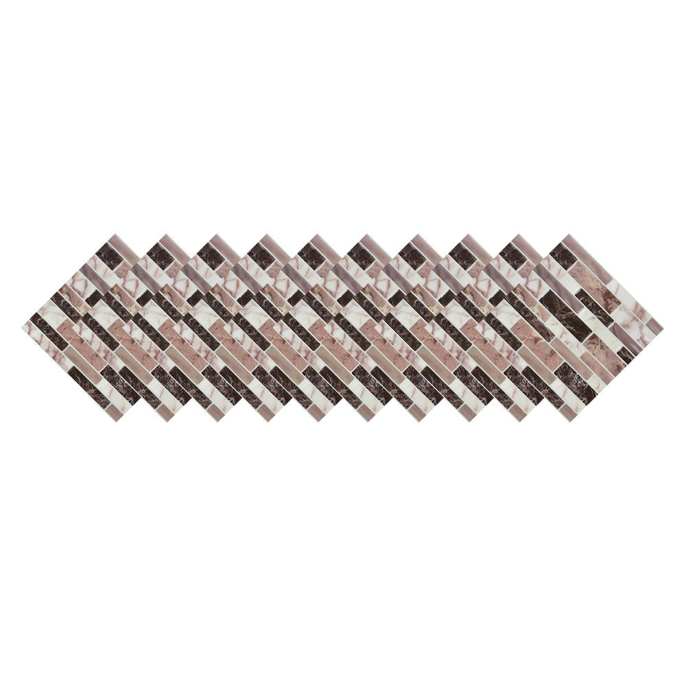 Wall Art 10Pcs Self-Adhesive Imitation Marbling Tile Stickers-Brown