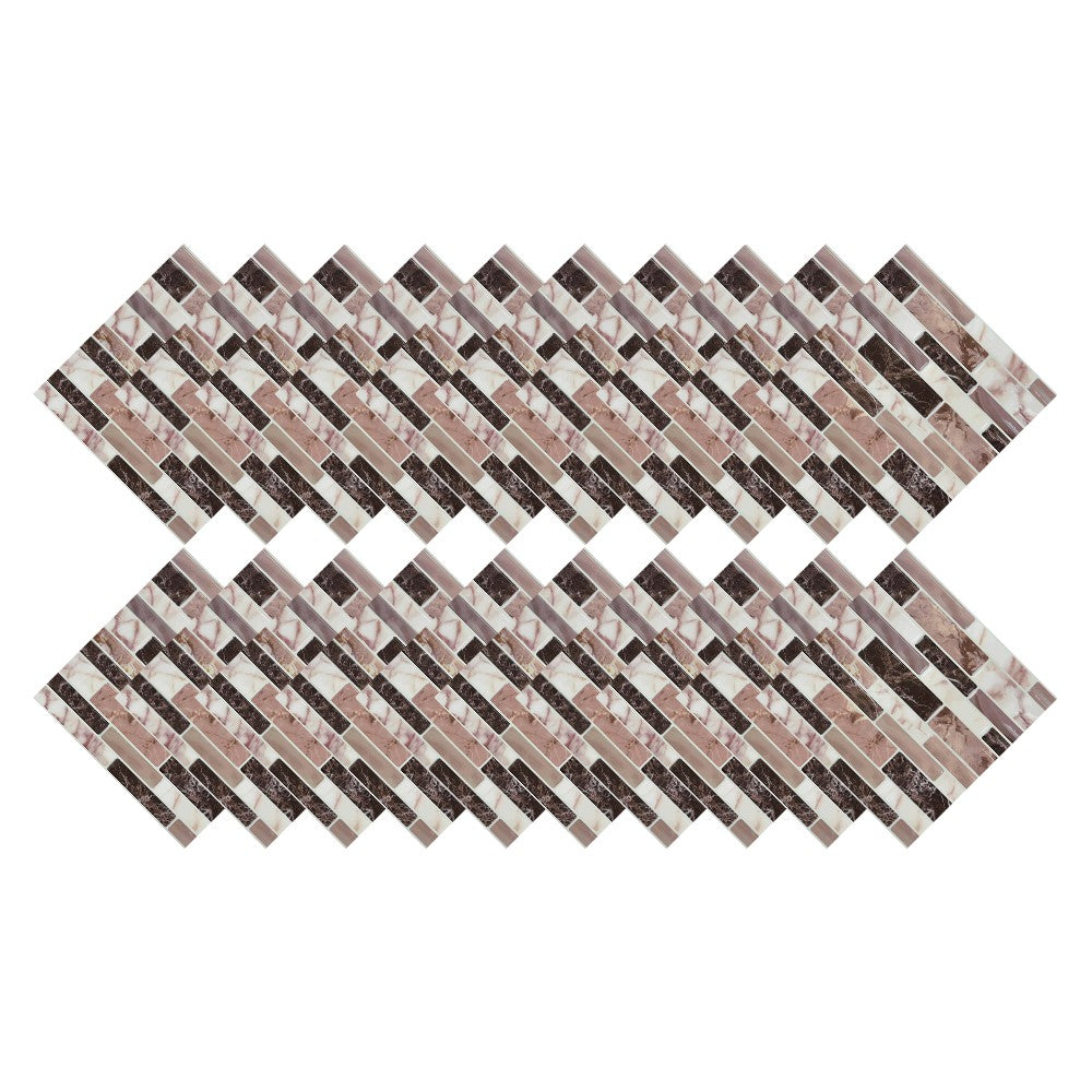 Wall Art 20Pcs Self-Adhesive Imitation Marbling Tile Stickers-Brown