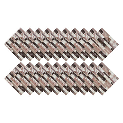 Wall Art 20Pcs Self-Adhesive Imitation Marbling Tile Stickers-Brown