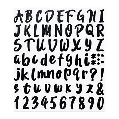 5 Sheets 360 Pcs Waterproof Oil-proof Self Adhesive Vinyl Letters Numbers Stickers Black
