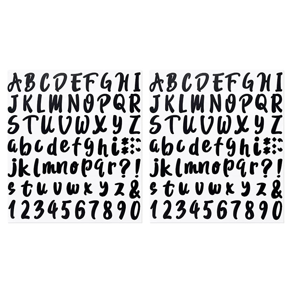 5 Sheets 360 Pcs Waterproof Oil-proof Self Adhesive Vinyl Letters Numbers Stickers Black
