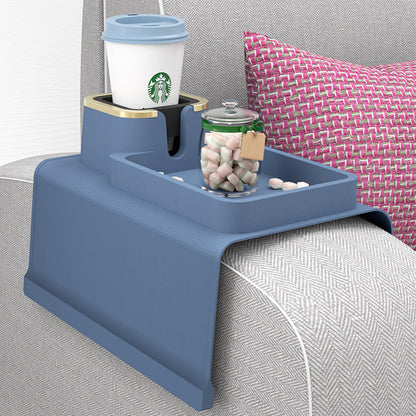 2pcs Couch Cup Holder Silicone Sofa Armrest Tray for Remote Snacks Gift for Family Friends -Blue