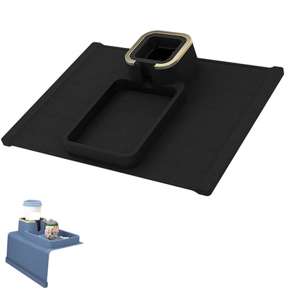 2pcs Couch Cup Holder Silicone Sofa Armrest Tray for Remote Snacks Gift for Family Friends -Black