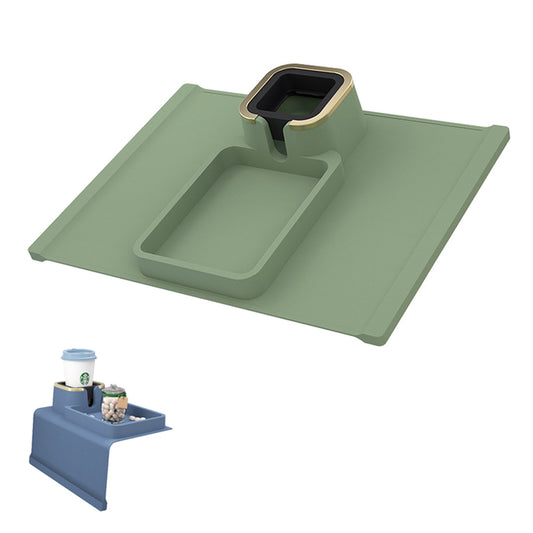 Couch Cup Holder Silicone Sofa Armrest Tray for Remote Snacks Gift for Family Friends -Green
