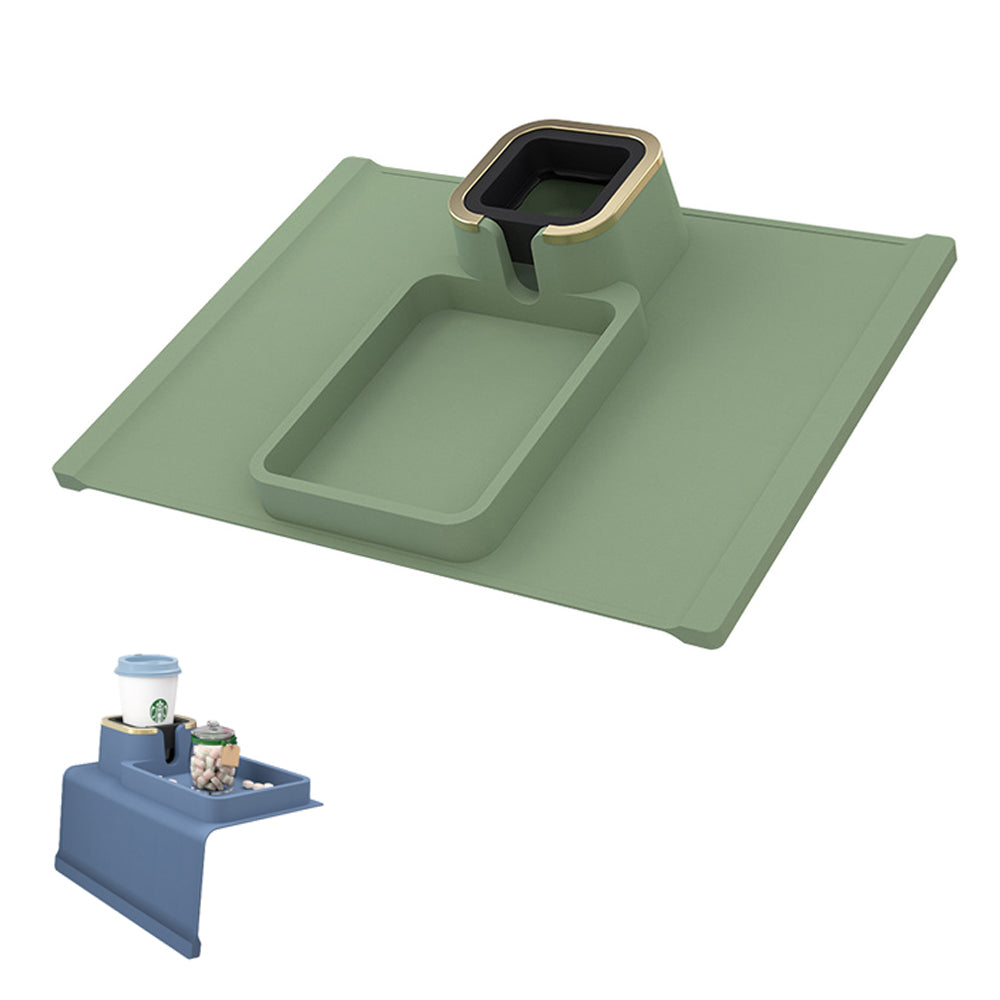 2pcs Couch Cup Holder Silicone Sofa Armrest Tray for Remote Snacks Gift for Family Friends -Green