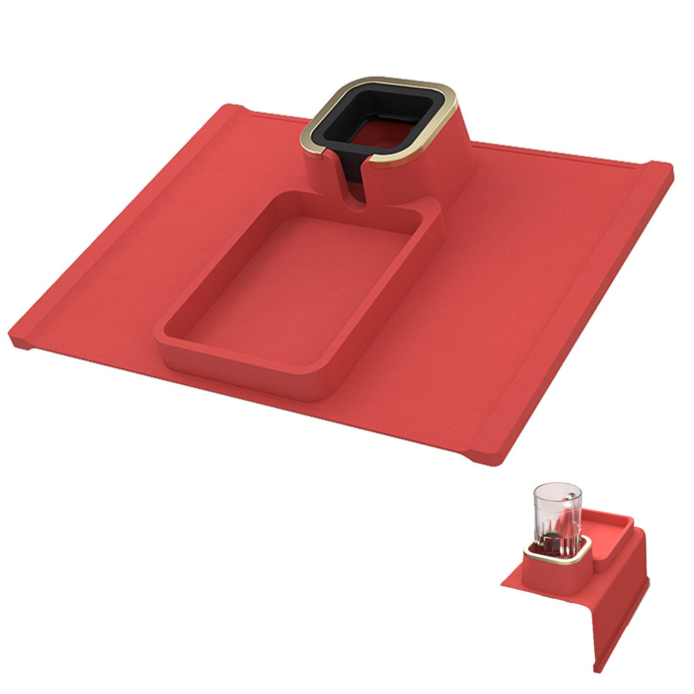 Couch Cup Holder Silicone Sofa Armrest Tray for Remote Snacks Gift for Family Friends -Red