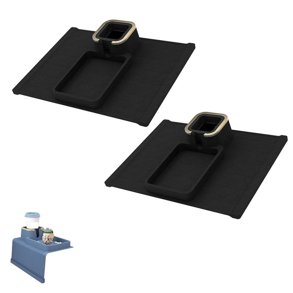 2pcs Couch Cup Holder Silicone Sofa Armrest Tray for Remote Snacks Gift for Family Friends -Black