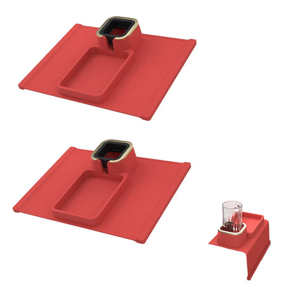 2pcs Couch Cup Holder Silicone Sofa Armrest Tray for Remote Snacks Gift for Family Friends -Red