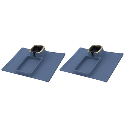 2pcs Couch Cup Holder Silicone Sofa Armrest Tray for Remote Snacks Gift for Family Friends -Blue
