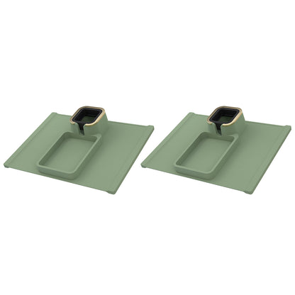 2pcs Couch Cup Holder Silicone Sofa Armrest Tray for Remote Snacks Gift for Family Friends -Green