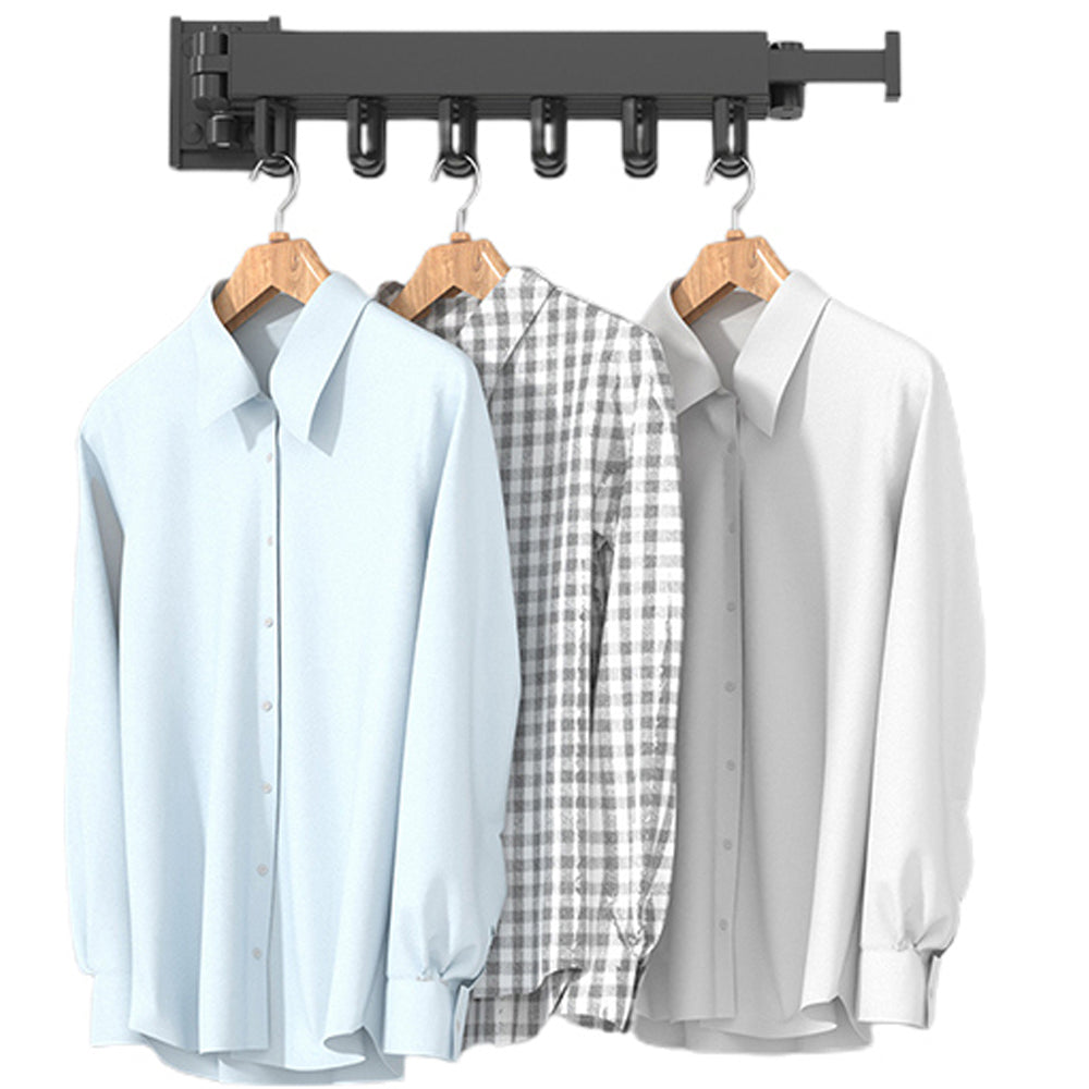 Wall Mounted Clothes Hanger Rack Folding Space Saver Laundry Drying Rack Wall Mount -L