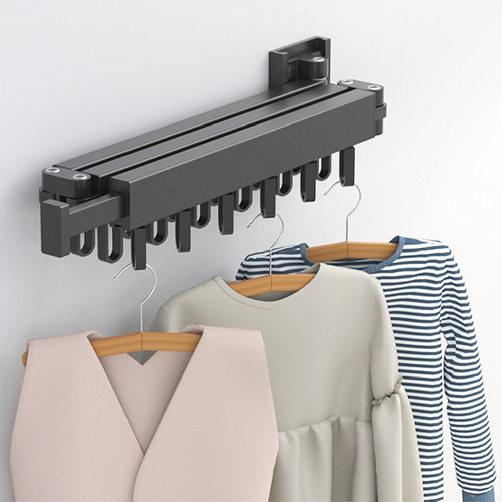 Wall Mounted Clothes Hanger Rack Folding Space Saver Laundry Drying Rack Wall Mount -L