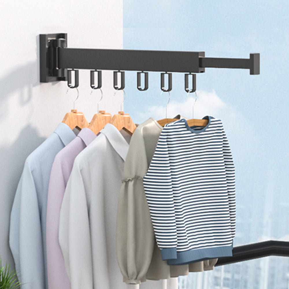 Wall Mounted Clothes Hanger Rack Folding Space Saver Laundry Drying Rack Wall Mount -L