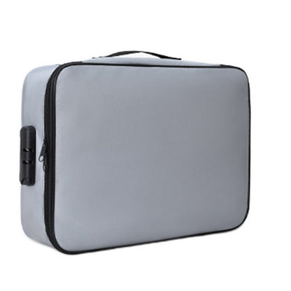 Document Bag Fireproof Document Organizer with Lock Home Office Travel Safe Holder Portable File Storage Box-Grey