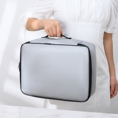 Document Bag Fireproof Document Organizer with Lock Home Office Travel Safe Holder Portable File Storage Box-Grey