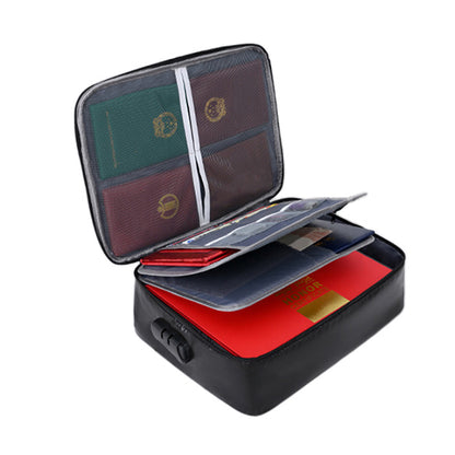 Document Bag Fireproof Document Organizer with Lock Home Office Travel Safe Holder Portable File Storage Box-Black