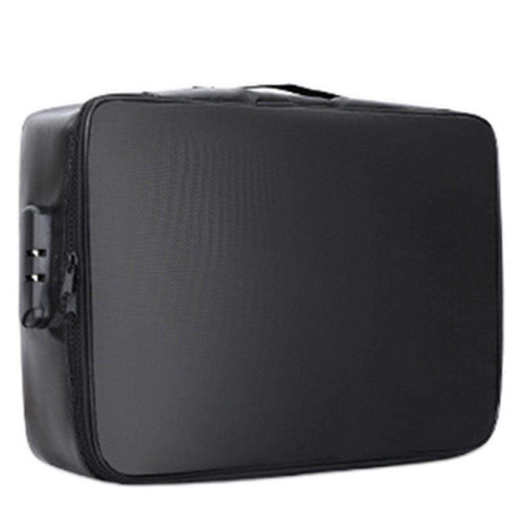 Document Bag Fireproof Document Organizer with Lock Home Office Travel Safe Holder Portable File Storage Box-Black