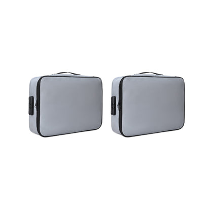 2PCS Document Bag Fireproof Document Organizer with Lock Home Office Travel Safe Holder Portable File Storage Box-Grey