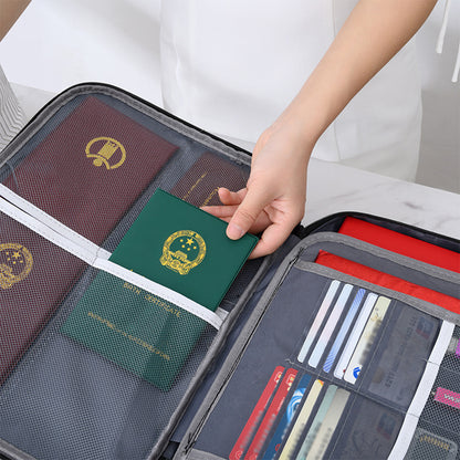 Document Bag Fireproof Document Organizer with Lock Home Office Travel Safe Holder Portable File Storage Box-Grey