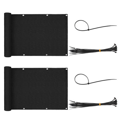 2pcs Balcony Privacy Screen Cover 5M Sun Shade Protection Mesh Net for Patio Fence Porch -Black