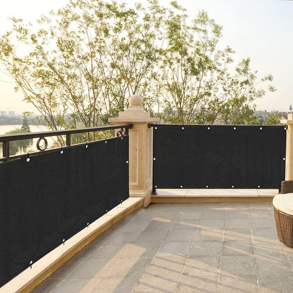 Balcony Privacy Screen Cover 5M Sun Shade Protection Mesh Net for Patio Fence Porch -Black