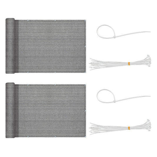 2pcs Balcony Privacy Screen Cover 5M Sun Shade Protection Mesh Net for Patio Fence Porch -Grey
