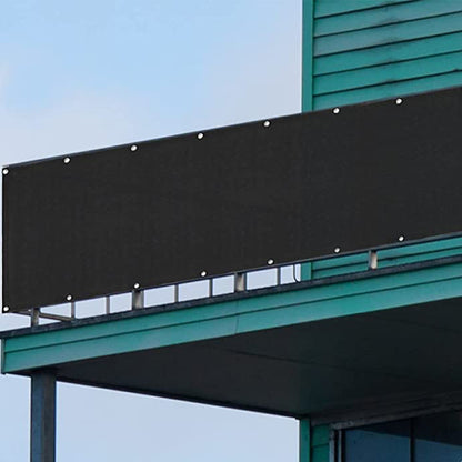 2pcs Balcony Privacy Screen Cover 5M Sun Shade Protection Mesh Net for Patio Fence Porch -Black