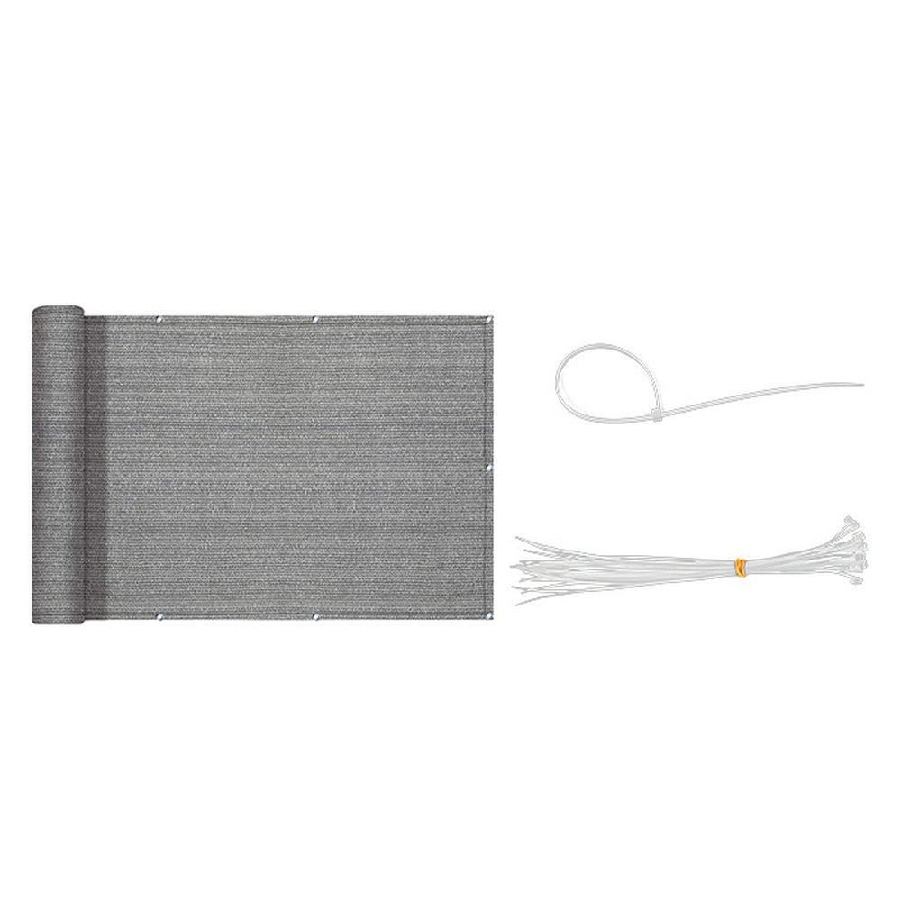 2pcs Balcony Privacy Screen Cover 5M Sun Shade Protection Mesh Net for Patio Fence Porch -Grey