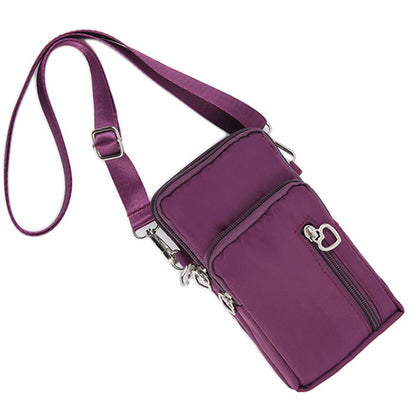 Nylon Phone Multi-Pocket Crossbody Bag Screen Cell Phone Purses and Wallet Lightweight Travel Handbag -Purple