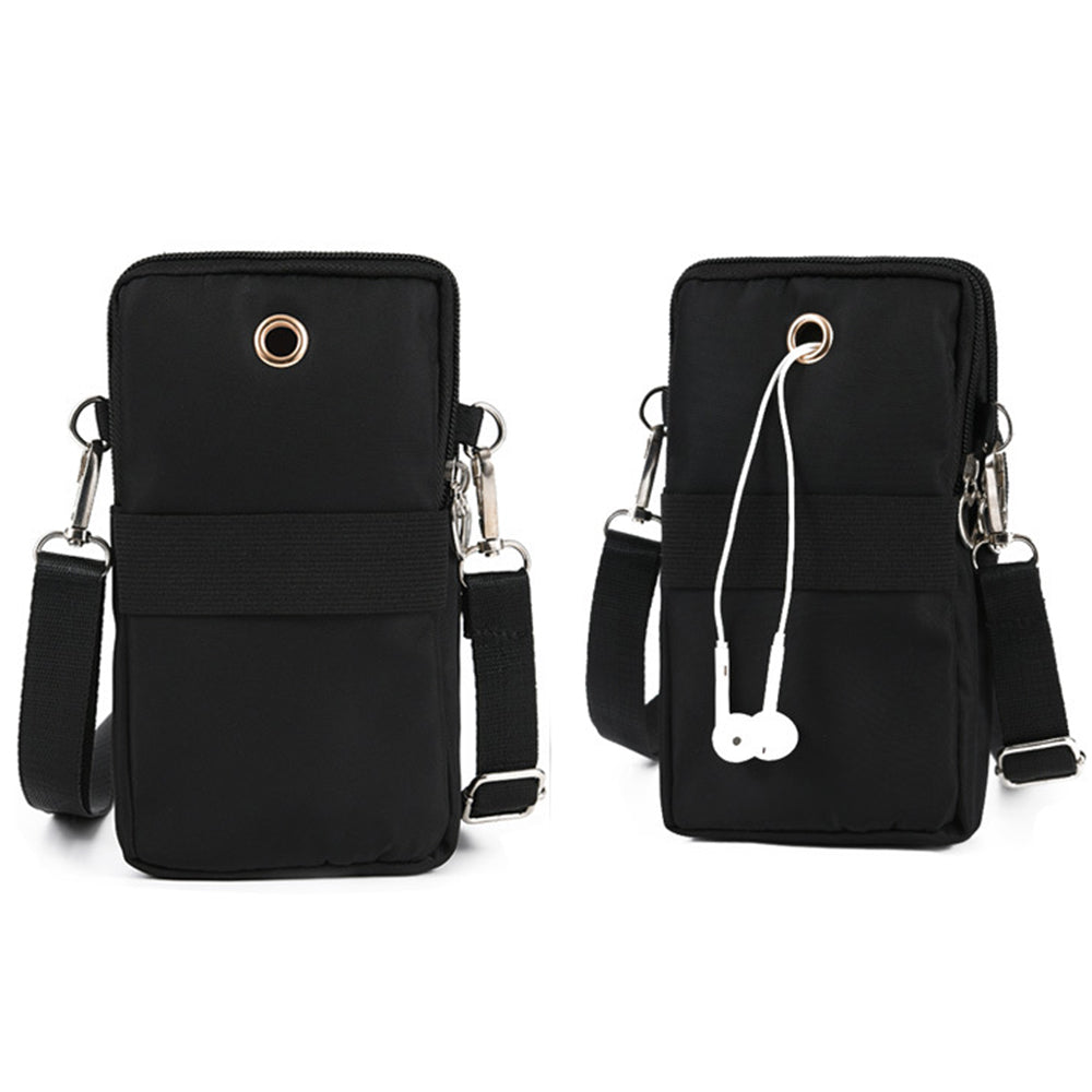 Nylon Phone Multi-Pocket Crossbody Bag Screen Cell Phone Purses and Wallet Lightweight Travel Handbag -Black