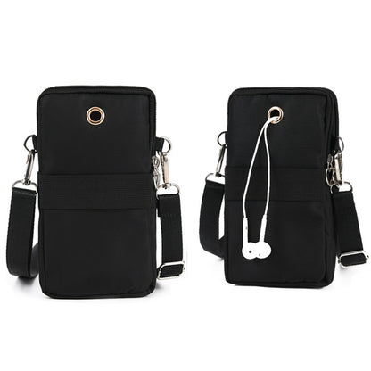 Nylon Phone Multi-Pocket Crossbody Bag Screen Cell Phone Purses and Wallet Lightweight Travel Handbag -Black
