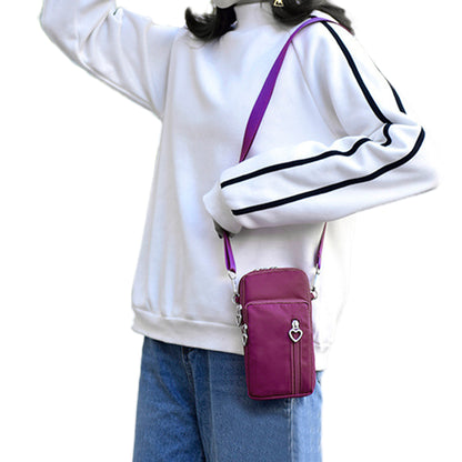 Nylon Phone Multi-Pocket Crossbody Bag Screen Cell Phone Purses and Wallet Lightweight Travel Handbag -Purple