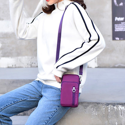 Nylon Phone Multi-Pocket Crossbody Bag Screen Cell Phone Purses and Wallet Lightweight Travel Handbag -Purple