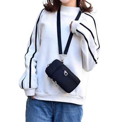 Nylon Phone Multi-Pocket Crossbody Bag Screen Cell Phone Purses and Wallet Lightweight Travel Handbag -Black