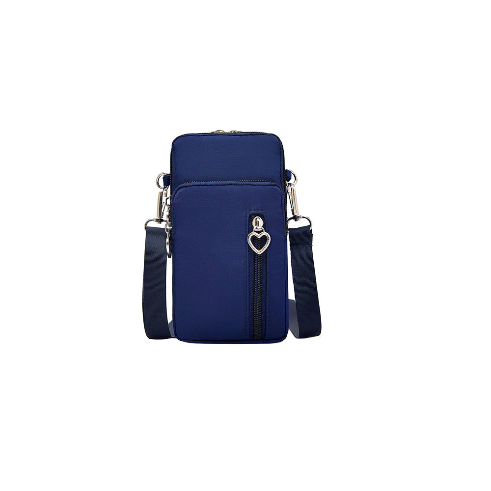 Nylon Phone Multi-Pocket Crossbody Bag Screen Cell Phone Purses and Wallet Lightweight Travel Handbag -Navy