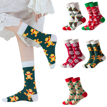 Soft Stretchy Crew Socks Printed Fun Colorful Festive Socks for Christmas Holiday -Green and Multicolor and Red and White and Yellow