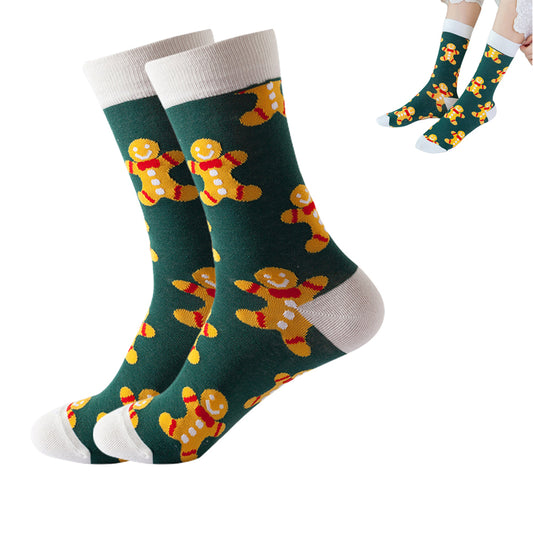 Soft Stretchy Crew Socks Printed Fun Colorful Festive Socks for Christmas Holiday -Green