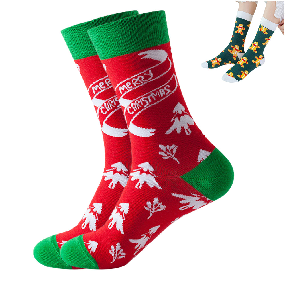 Soft Stretchy Crew Socks Printed Fun Colorful Festive Socks for Christmas Holiday -Multicolor