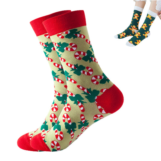 Soft Stretchy Crew Socks Printed Fun Colorful Festive Socks for Christmas Holiday -Yellow