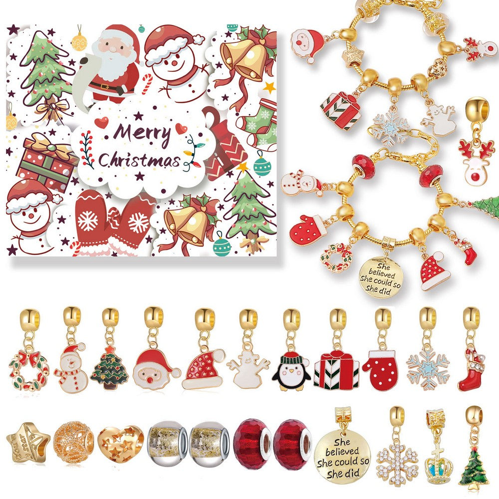 Christmas Advent Calendar Bracelet 24 Days Christmas Countdown Calendar DIY Jewelry Making Kit -Two Bracelets