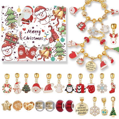 Christmas Advent Calendar Bracelet 24 Days Christmas Countdown Calendar DIY Jewelry Making Kit -Two Bracelets