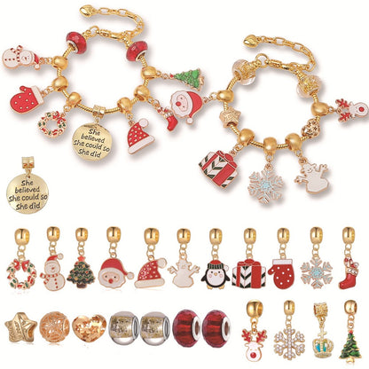 Christmas Advent Calendar Bracelet 24 Days Christmas Countdown Calendar DIY Jewelry Making Kit -Two Bracelets