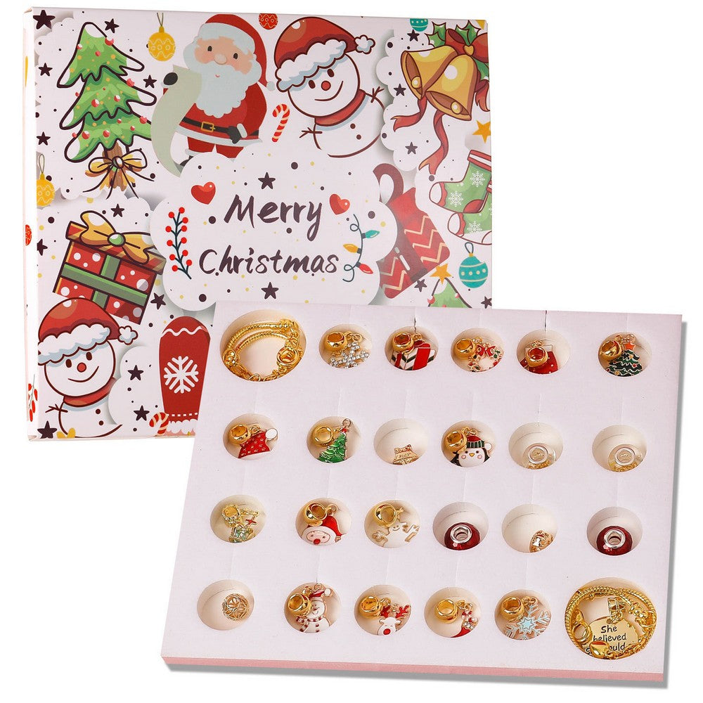 Christmas Advent Calendar Bracelet 24 Days Christmas Countdown Calendar DIY Jewelry Making Kit -Two Bracelets