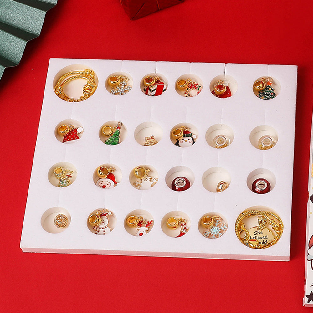 Christmas Advent Calendar Bracelet 24 Days Christmas Countdown Calendar DIY Jewelry Making Kit -Two Bracelets