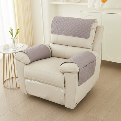 Pillow Cover 3 Piece Chaise Longue Pillow Pad Armrest Pad Washable Detachable Pad Armrest with Storage Pocket-Light gray