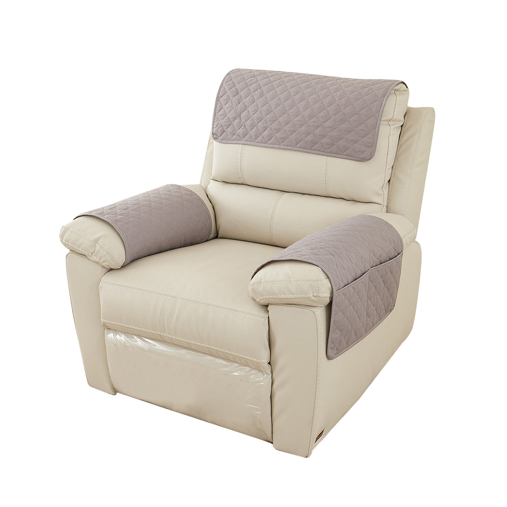 Pillow Cover 3 Piece Chaise Longue Pillow Pad Armrest Pad Washable Detachable Pad Armrest with Storage Pocket-Light gray