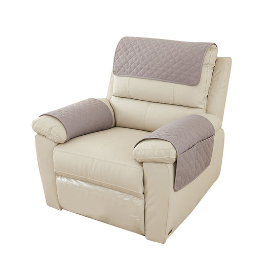 Pillow Cover 3 Piece Chaise Longue Pillow Pad Armrest Pad Washable Detachable Pad Armrest with Storage Pocket-Light gray