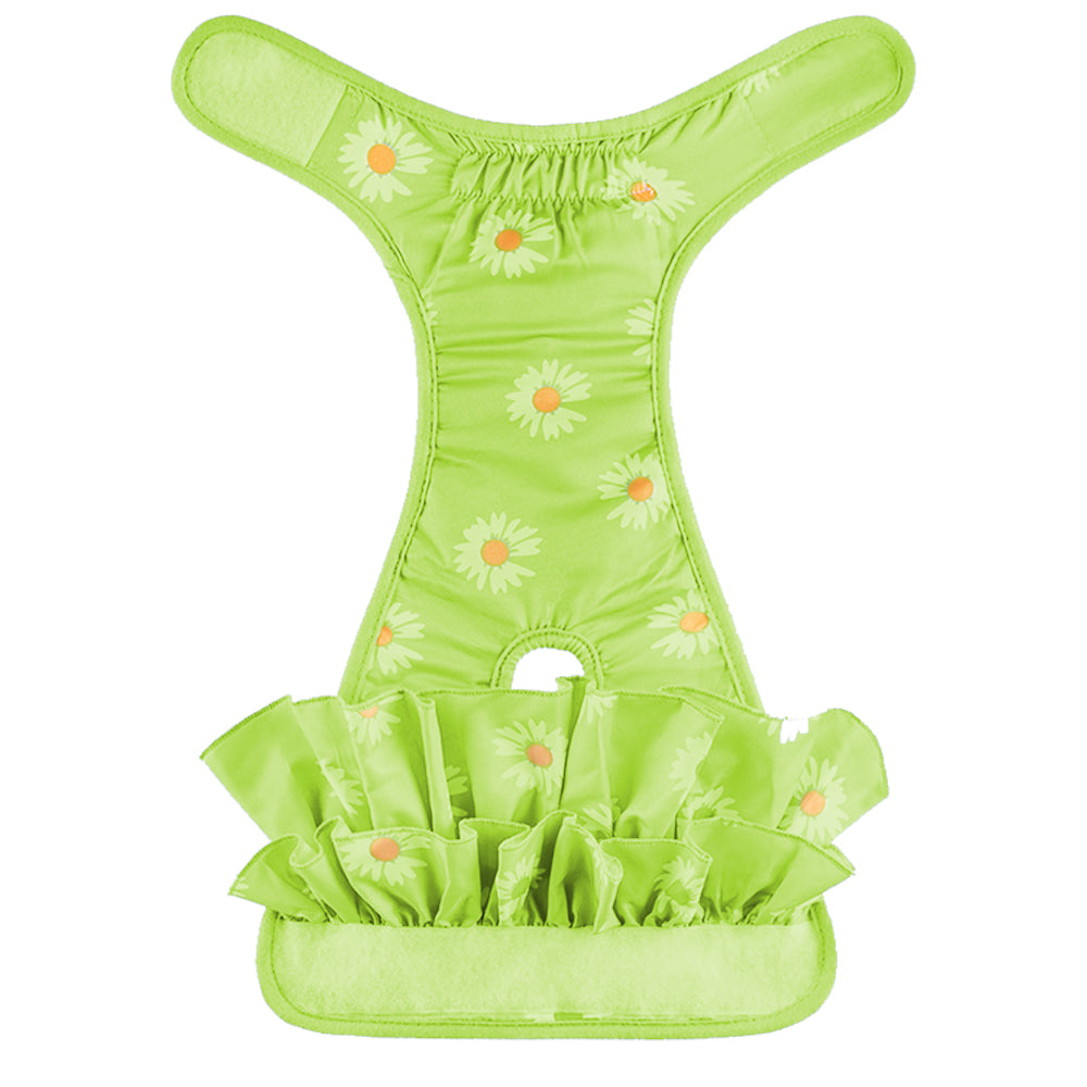 Washable Reusable Dog Diapers Female Adjustable Sanitary Nappy Pants Underpants for Heat Period Incontinence -Green