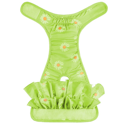 Washable Reusable Dog Diapers Female Adjustable Sanitary Nappy Pants Underpants for Heat Period Incontinence -Green
